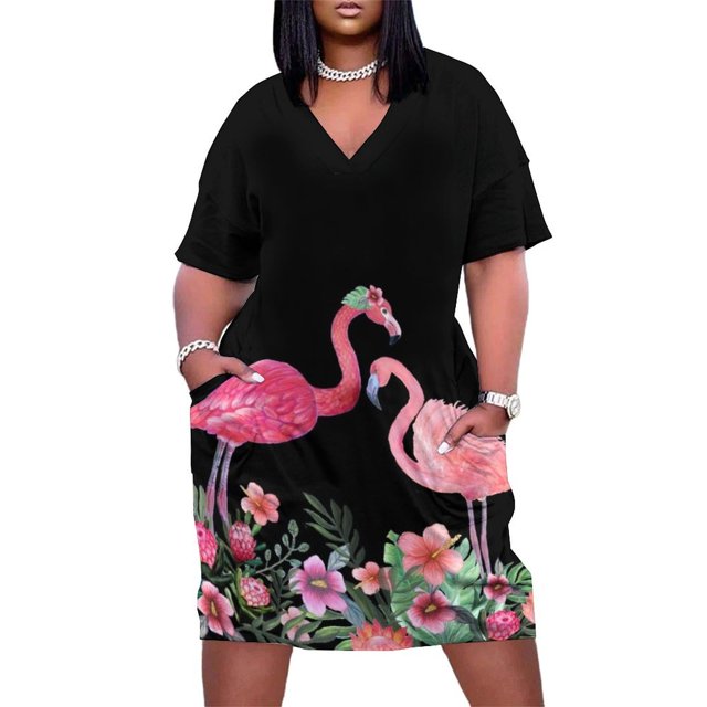 Vestido de flamenca con flores tropicales para mujer, diseño rosa magenta, vestido con cremallera para el pelo