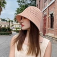 thumbnail image 2 of SikaFu Bucket Hat Spring Summer Hollow Knitted Hat Solid Color Sunhat Fisherman Caps Casual Foldable Beach Cap Outdoor Sun Shield Hat, 2 of 6