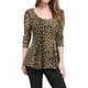 thumbnail image 2 of Camisa Peplum Estampada Allegra K Cuello Redondo Mangas Largas Leopardo Marrón XL, 2 of 7