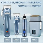 Cordless Hair Clippers And Shaver Set Rechargeable Hair Grooming Kit For Head, Nose, Beard, Body