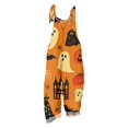 thumbnail image 6 of Halloween Jumpsuits for Women Linen Spaghetti Straps Wide Leg Overalls Floral Print Long Rompers, 6 of 6