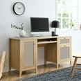 thumbnail image 1 of Modway Soma 63" Natural Rattan and MDF Wood Office Desk in Oak, 1 of 10