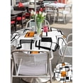 thumbnail image 5 of Outdoor Tablecloth with Umbrella Hole for Patio/Picnic/Party/Camping, Orange Geometric Waterproof Table Cloth Round Cover Washable, Black Grey Abstract Striped Modern Art (Dia 54"), 5 of 8