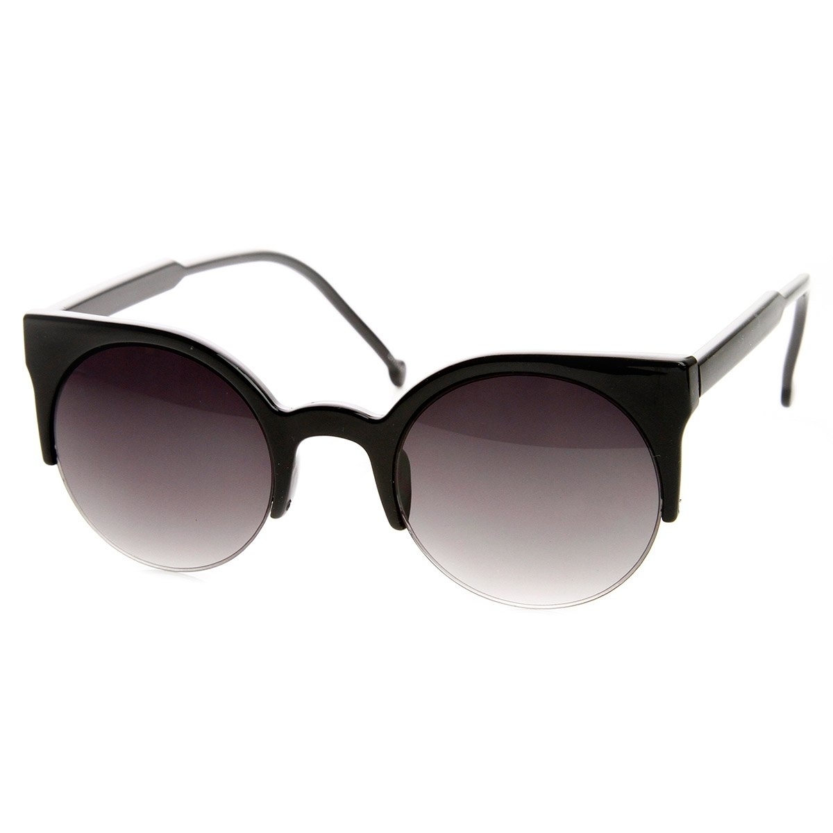 Womens Fashion Half Frame Round Cateye Sunglasses - image 2 of 6