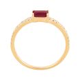 thumbnail image 3 of Women's Welry Emerald-Cut Natural Ruby Ring with 1/10 cttw Diamonds in 14kt Yellow Gold, 3 of 3