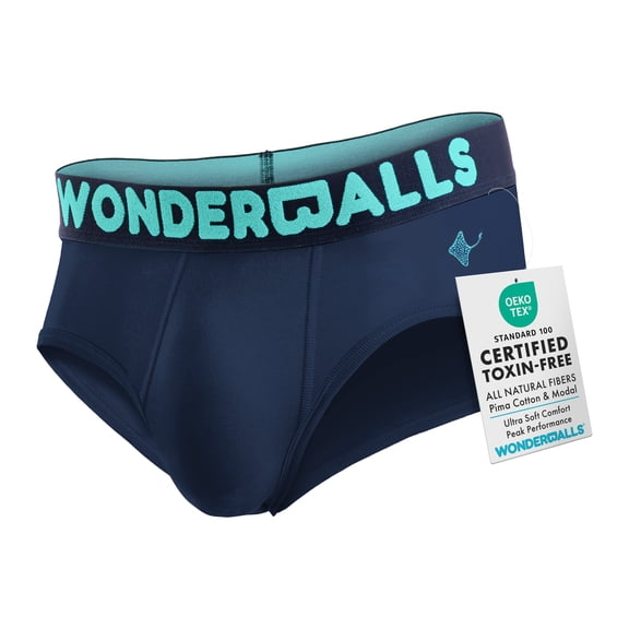 Wonderballs Men's Underwear Classic Briefs - Navy XXX-Large, Pack of 1 - Ultra-Soft Breathable Peruvian Pima Cotton & Modal Blend - Mens Underwear Briefs Comfort Fit