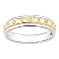 9ct 2-Colour Gold Jewelco London Lil n Large 9 stone Diamond Bubble Wedding Ring