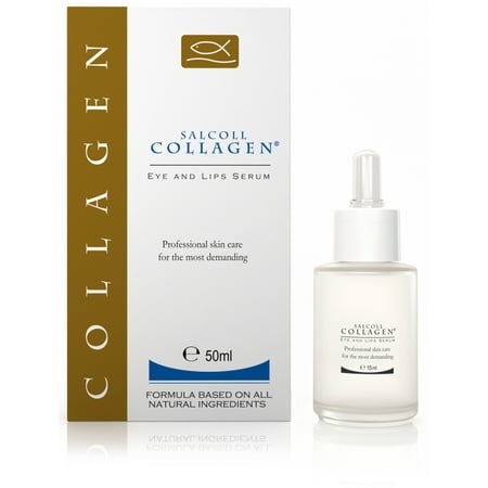 SALCOLL COLLAGEN Eye & Lips Serum - Anti-Wrinkle Serum with Marine Collagen - Anti-Aging, Hypoallergenic Lips & Eye Serum to Help Reduce Aging Signs Like Wrinkles, Eye Bags & Dark Circles - 15 ml