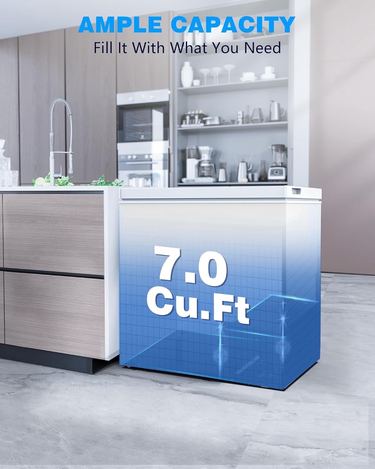 Crzoe 7.0 Cu.Ft Chest Freezer with Removable Basket and Bottom Defrost Water Drain Freestanding Top Open Door, Deep Freezer, Mini Freezer with Adjustable 7 Thermostat for Home/Apartment, White