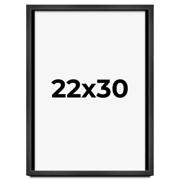 22x30 - 22 x 30 Charcoal Flat Solid Wood Frame with UV Framer's Acrylic & Foam Board Backing -