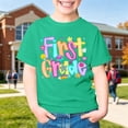 thumbnail image 2 of First Grade Girls T Shirts Letter Print Short Sleeve Back to School Shirt Crewneck Kids Clothes 3-14 Years, 2 of 7