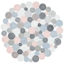 SAFAVIEH Cape Cod Windsor Abstract Dots Polyester Area Rug, Blue/Pink, 5' x 5' Round