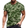 thumbnail image 6 of Mens Workout Shirts Big And Tall Short Sleeve Crewneck Camouflage T-Shirts Causal Stylish Camo Pullover Top Tees,Army Green L, 6 of 6