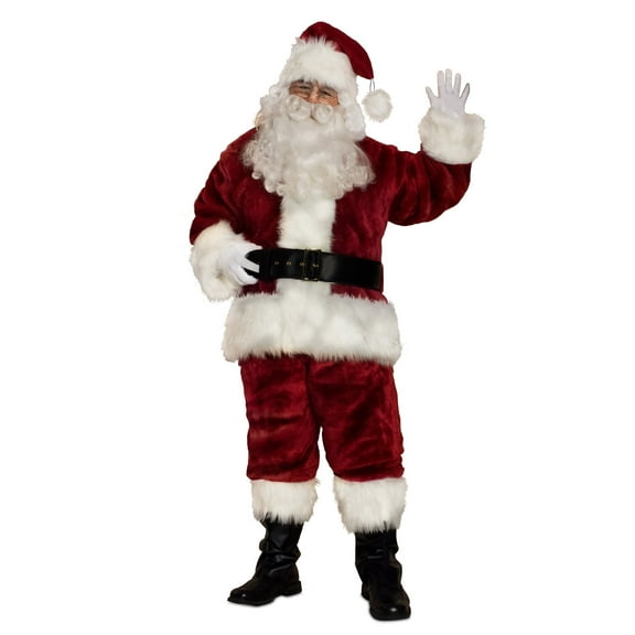 Supreme Santa Claus Suit Costume Outfit for Adult Men, Professional Santa 9PC Costume Set for Christmas, Large