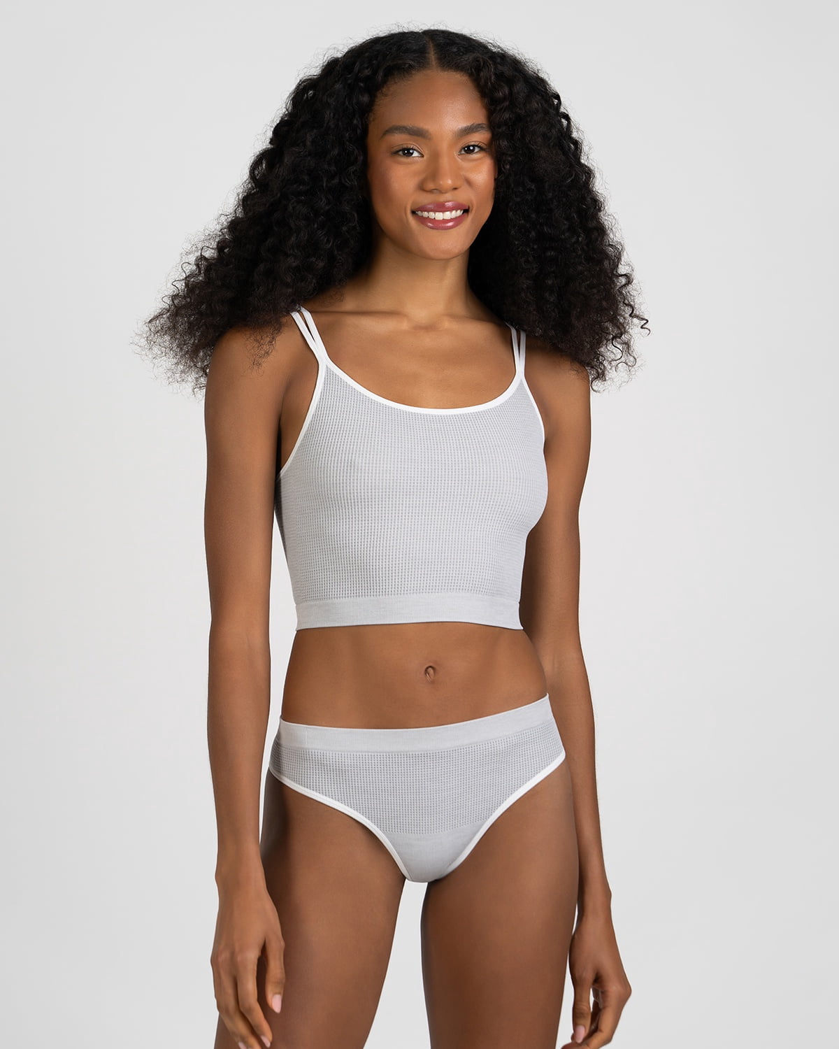 No Boundaries Seamless Cami Bra and Thong Panties Set, 2 Piece, Women's XS-XXXL