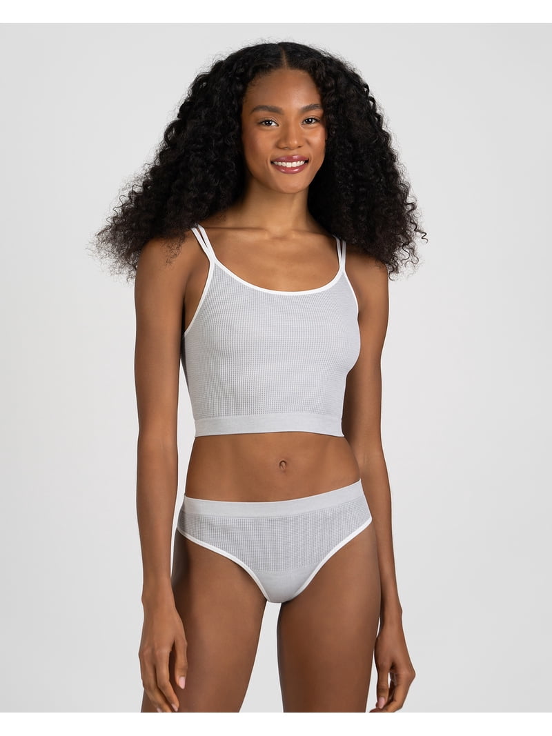 No Boundaries Seamless Cami Bra and Thong Panties Set, 2 Piece