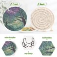 thumbnail image 4 of Yayeee 6 PCS Drink Coasters with Holder Set Woven Absorbent Round Tabletop Hot Pad, Moonlight Forest, 4 of 7