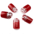 thumbnail image 3 of 24 Pcs Faux Ongles Pailletés Décorés Rouge Uni Courts Carrés Faux Ongles Complets (Rouge Pailleté), 3 of 6