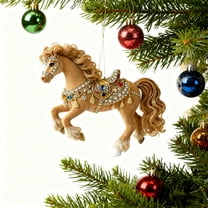 3.15 Inch Crystal Horse Christmas Ornaments Horse Pony Ornament Xmas Tree Decorations 2D Flat Acrylic Ornaments Keepsake Horses Lovers Gifts