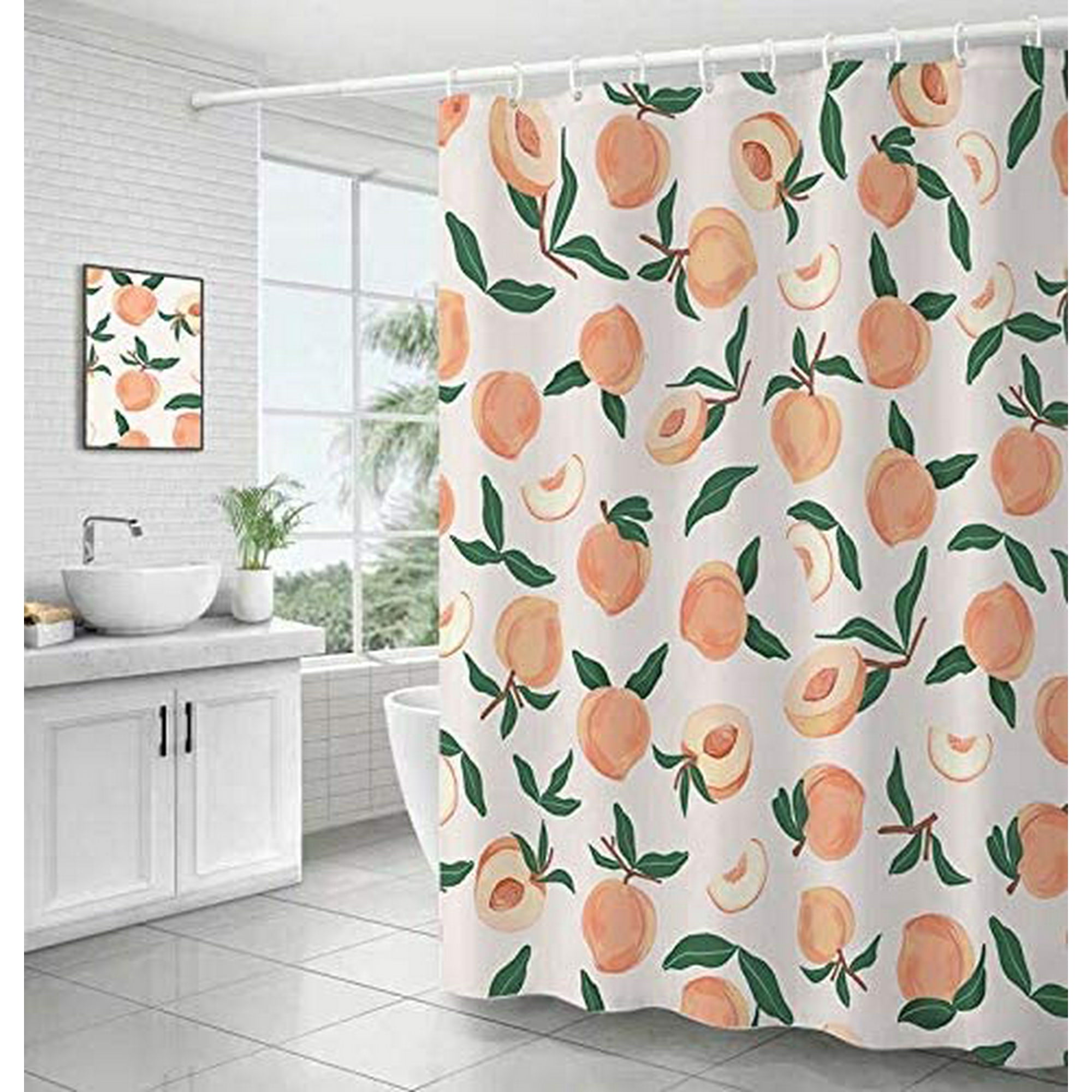 Hearth Works Peach Shower Curtain Set, Peach Bathroom Decor Set