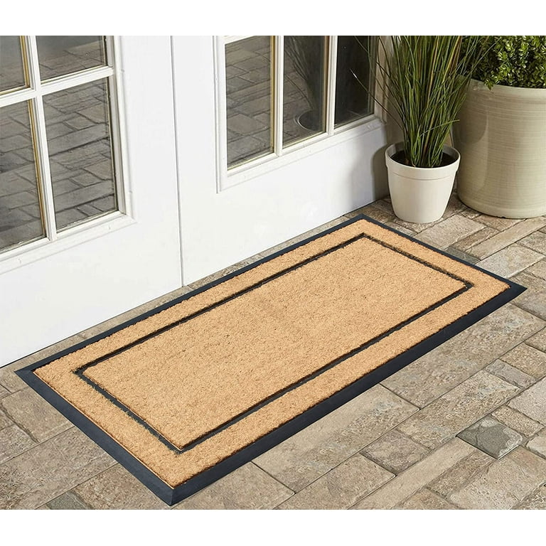 Durable Welcome Mat Outdoor,17x30 Inch Heavy Duty Non-Slip Rubber Front  Door Mat Outside Door Mat Entrance Rug,Apply to Home High Traffic  Area,Porch