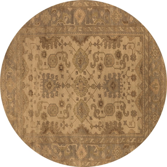 Ahgly Company Indoor Round Oriental Brown Industrial Area Rugs, 8' Round