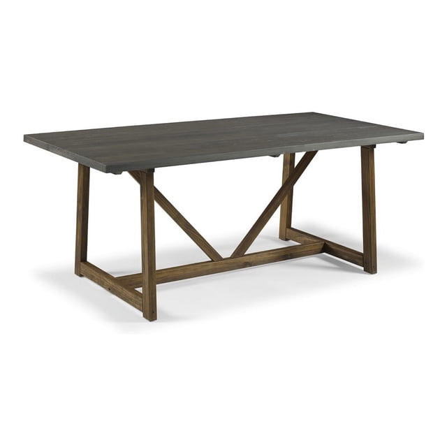 Walker Edison Brennan 72" Modern Solid Pine Wood Dining Table in Gray/Brown
