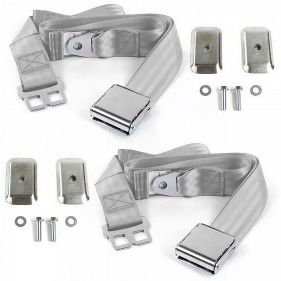 SafeTBoy  Airplane 2 Point Gray & Grey Lap Bucket Seat Belt Kit with Bracketry for Chevy S10 Blazer 1982-1994 - 2 Belts