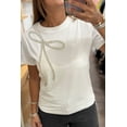 thumbnail image 3 of Versatile Round Neck T-Shirt with Sparkling Rhinestone Decoration - Women’s Casual Wear | [ZhiHiMeRi] | (US 4-6)S, 3 of 5