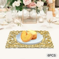 6 PCS Wedding Charger Plates, Tabletop Antique Square Mirror Chargers for Dinner Plates, Gold
