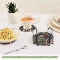 thumbnail image 6 of Haosy Set of 6 Drink Woven Coaster with Holder Heat Resistant Non-Slip Bar Coasters 4 Inches Holly Leaves Berries Candy Canes, 6 of 7