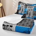 thumbnail image 4 of Manfei Camping Camper Quilt King 3 Pieces,Plaid Patchwork King Coverlet Set,Bright Blue Gray,1 Bedspread and 2 Pillowcases, 4 of 7