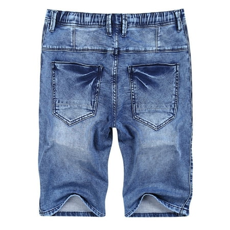 Men's Casual Slim Jean Shorts Summer Elastic Waistband Denim Shorts ...