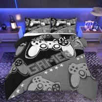 Feelyou Cartoon Grey Gamepad Bedding Comforter Set for Kids, Modern Video Game Twin Comforter Sets, Game Gonsole Reversible Bedding Set, Microfiber Bedroom Decor, 2pcs