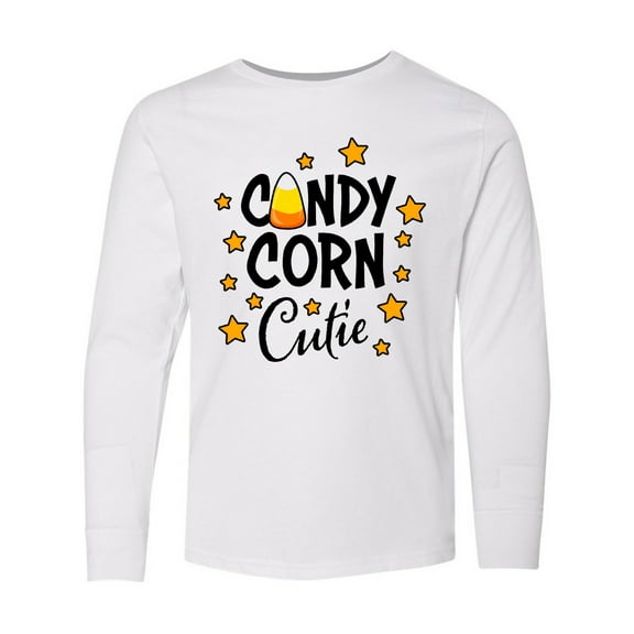 Inktastic Candy Corn Cutie with Stars Long Sleeve Youth T-Shirt