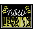 thumbnail image 1 of Now Leasing LED Neon Sign 24 x 31 - inches, Black Square Cut Acrylic Backing, with Dimmer - Bright and Premium built indoor LED Neon Sign for office, and stroefront, 1 of 7