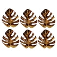 thumbnail image 1 of Ounissouiy Servilletero de 6 piezas, simulación de malla de cobre, forma de hoja chapada brillante, adorno para toallero de aniversario de boda Decoración del hogar Oro, 1 of 6