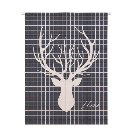 Retro Floral Deer Birds Japanese Home Restaurant Door Curtain