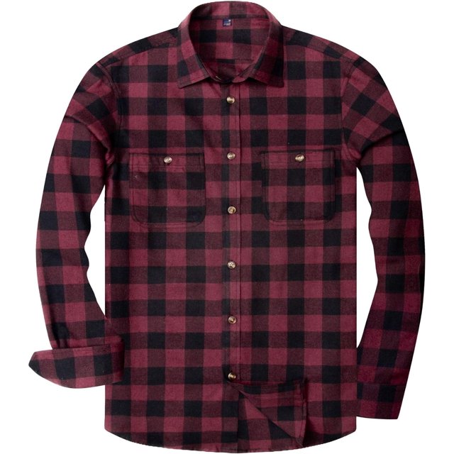 Alimens & Gentle Camisas casuales de franela a cuadros de manga larga con botones y ajuste regular para hombre