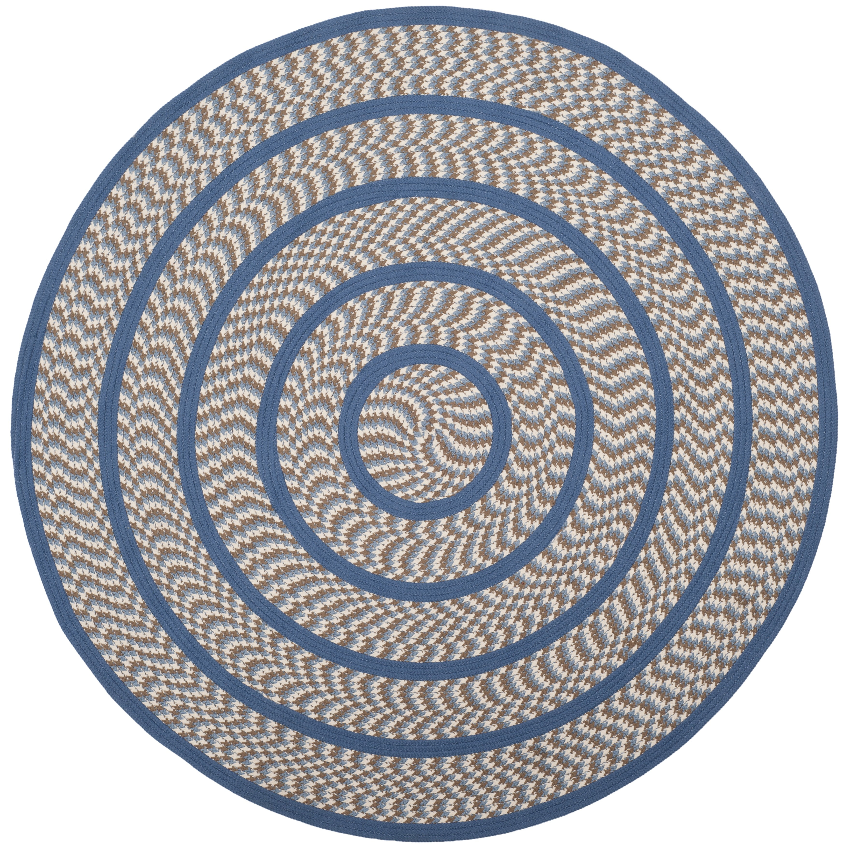 SAFAVIEH Braided Tanisha Bordered Reversible Area Rug, Ivory/Blue, 8' x 8' Round