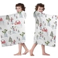 thumbnail image 4 of White Christmas Snowman Pattern Hooded Bath Towel，50"x30" for Ages 3 To 12 Kids, Quick Dry Lightweight Soft Microfiber Hood Beach Towel Cover Up for Kids, 4 of 7