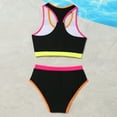 thumbnail image 5 of Hessimy Girls Swimsuit Tankini Contrast Trim Swimwear 2 Piece Bathing Suit（Black,9-10 Years), 5 of 6