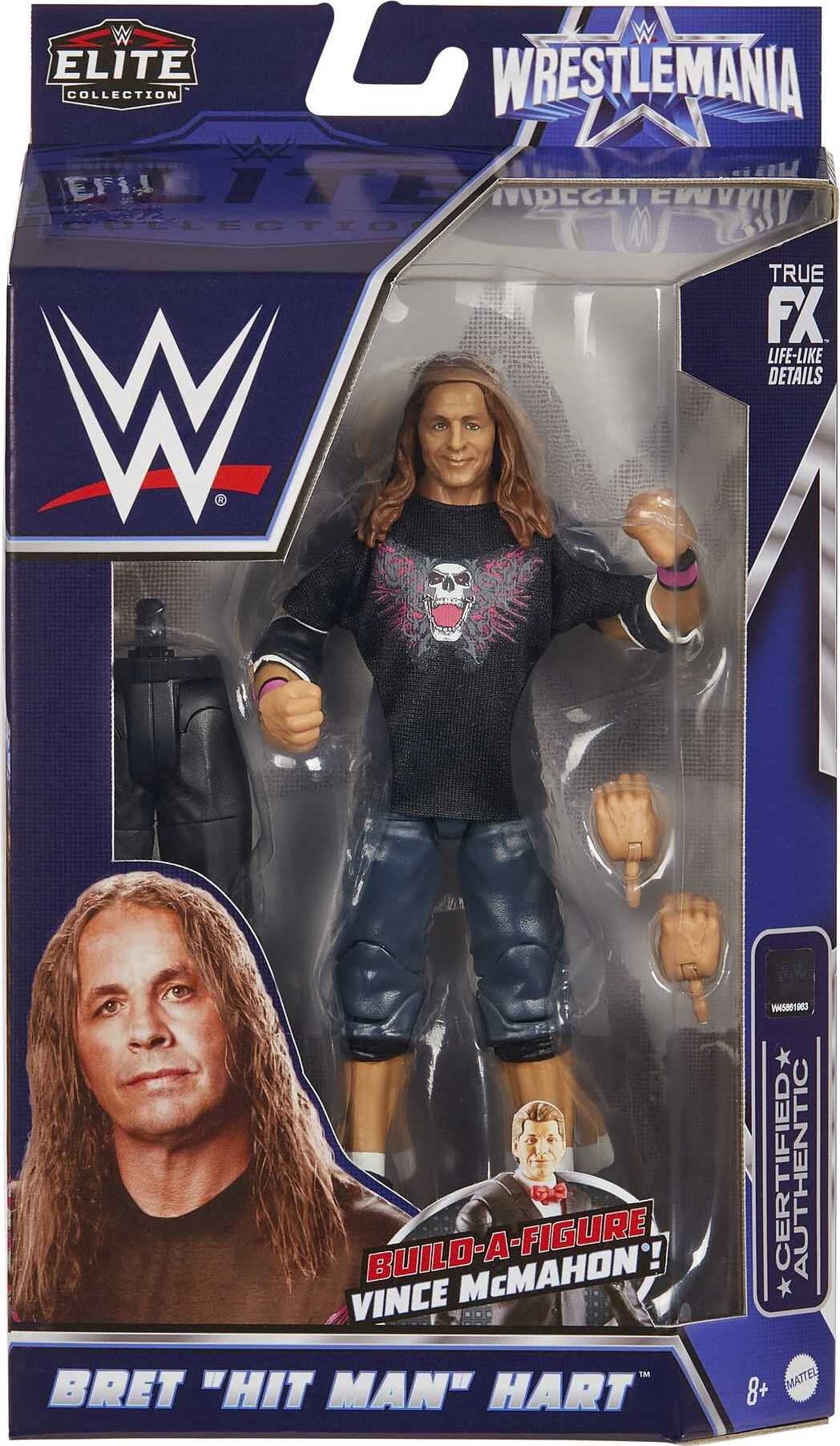 WWE Bret “Hit Man” Hart WrestleMania Elite Collection Action Figure with shirt