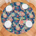 thumbnail image 2 of 44Inch Elastic Round Tablecloth, Fitted Stretch Spillproof Cover with Boho Floral Print for 38"-42" Tables, 2 of 7