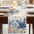 thumbnail image 3 of Table Runners 60 Inches Long Dress Scarves, Blue Starfish Coastal Farmhouse Kitchen/Dining Table Runner, Small Coffee Tablerunners, Eucalyptus Summer Nautical Shell Rustic 13x60 Inch, 3 of 9