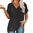 thumbnail image 5 of Womens Summer Tops V Neck Short Sleeve Shirts Trendy Casual Vacation Printing Tee Shirts, 5 of 7