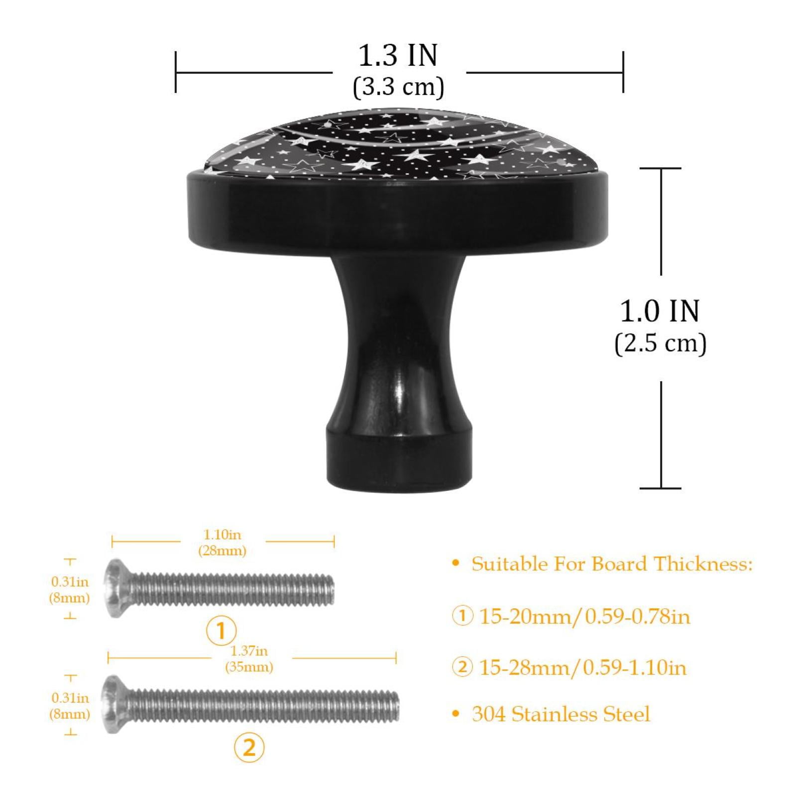 4 Pcs Black and White Stars Knobs for Kitchen Cabinet Cupboard Dresser Bookcase Drawer Pulls Handles Round Home Decor
