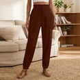 thumbnail image 4 of Perfectbot Women's Casual Drawstring Pants Ruffle Elastic Waist Cuff Bottom Pants with Pockets, 4 of 6