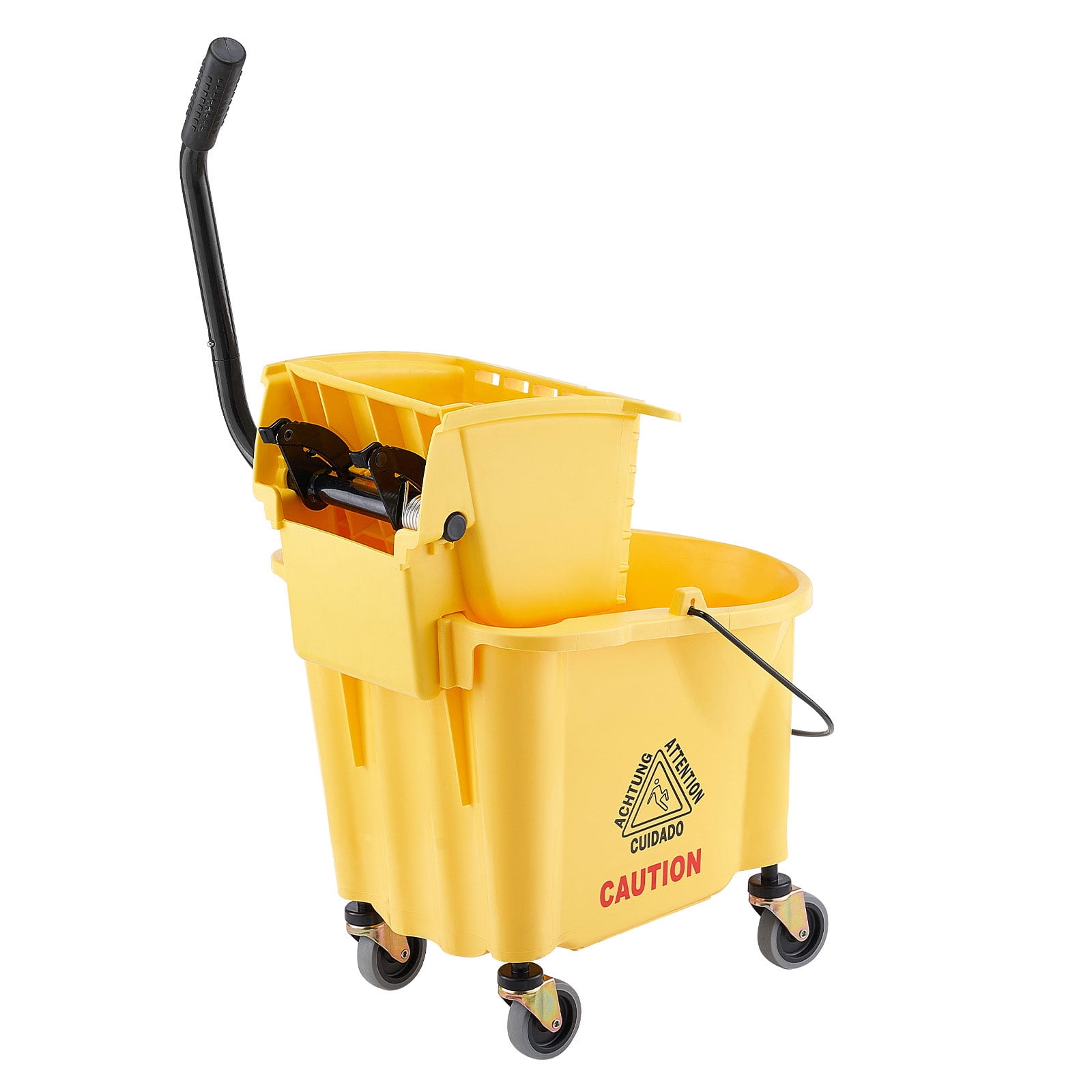 KFFKFF Commercial Mop Bucket with Wringer 26 Qt. Rolling Floor Cleaning Trolley