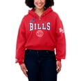 thumbnail image 4 of Women's WEAR by Erin Andrews Red Buffalo Bills Plus Size Patch Quarter-Zip Hoodie, 4 of 5